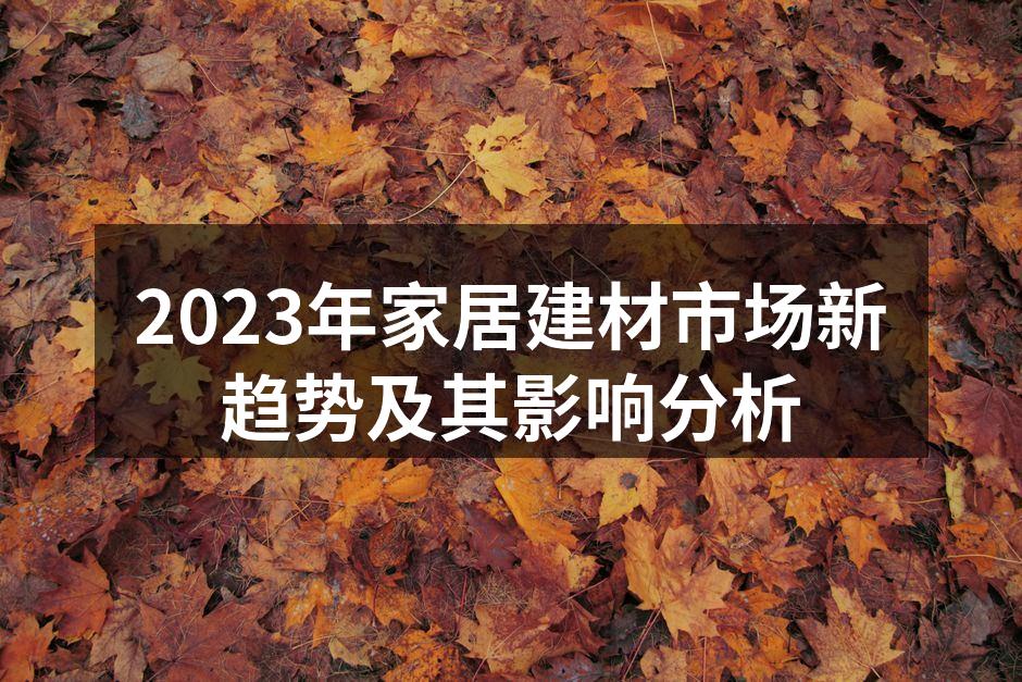 2023年家居建材市场新趋势及其影响分析